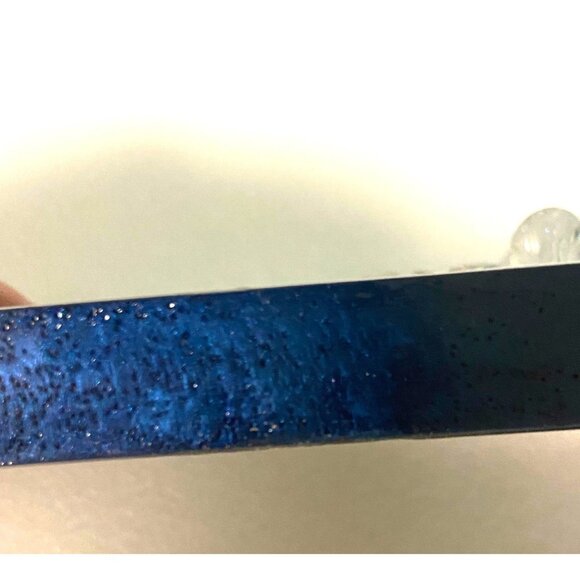 Handcrafted Bird with Flowers Resin Oval Tray with Crystals Rich Cobalt Back - Picture 5 of 8